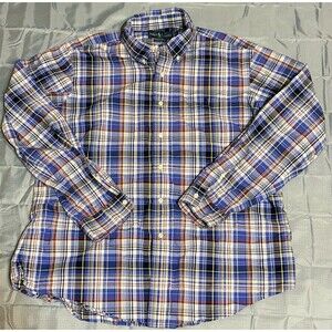 Ralph Lauren Shirt Mens XL Blue Plaid Classic Fit Button Down Long Sleeve